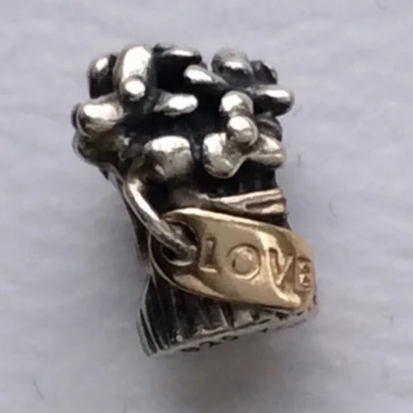 Pandora two tone flowers love bouquet 14K gold and silver - Picture 2 of 4